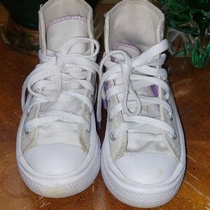 Converse Kids High-Top Sneakers - White and Purple